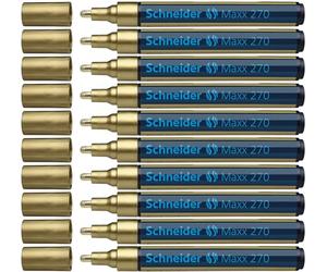 Schneider Maxx 270 - Rotulador (punta redonda, punta intercambiable, 1-3 mm, 10 unidades), color dorado