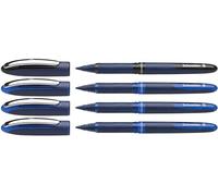 Schneider One Business 183084 - Bolígrafo de punta redonda (grosor de trazo de 0,6 mm, fabricado en Alemania), 4 unidades, 3 azules y 1 negro