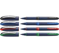 Schneider One Business - Bolígrafos no retráctiles con tinta líquida, paquete de 4 (1 negro/rojo/azul/verde)