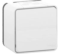 SCHNEIDER - Pulsador 10A Blanco Mureva Styl - Mecanismo de Plástico - 250V, IP55, IK08 - Montaje en Superficie - Para Entornos Húmedos - Diseño Compacto y Discreto