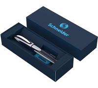 Schneider Ray - Juego de regalo de bolígrafo roller en estuche de cartón (incluye cartuchos de tinta estándar, apto para diestros y zurdos), color azul oscuro y gris claro