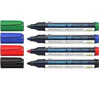 Schneider - Rotulador Maxx 290 (para pizarras blancas y rotafolios, punta redonda de 2-3 mm de grosor de trazo, borrado en seco, no deja residuos, fuerte y de colores intensos)