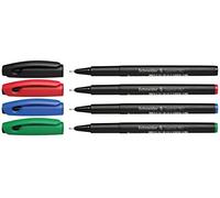Schneider Topliner 967 Fineliner - Juego de rotuladores con punta fina (0,4 mm, con funda), color negro, rojo, azul y verde