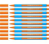 Schneider XB Slider Edge - Bolígrafo de punta redonda (10 unidades, con capuchón, tinta naranja), color naranja y azul