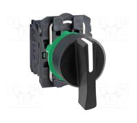 Schneider Electric XB5AJ33 Selector Diámetro 22, Mango Largo de 3 Posiciones, 2 NA, Negro