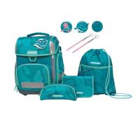 Schneiders 78445-133 - Mochila Escolar Ergolite Aqua Love, Set de 9 Piezas con Mochila Escolar, Estuche, Carpeta, Bolsa de Deporte, 3 Motivos de Parche y 2 barritas Luminosas