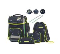 Schneiders 78448-080 - Mochila Escolar Ergolite Outer Space, Set de 9 Piezas con Mochila Escolar, Estuche, Carpeta, Bolsa de Deporte, 3 Motivos de Parches y 2 barritas Luminosas