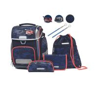 Schneiders 78450-360 - Mochila Escolar Ergolite Dusk Force, Set de 9 Piezas con Mochila Escolar, Estuche, Carpeta, Bolsa de Deporte, 3 Motivos de Parche y 2 barritas Luminosas
