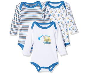 Schnizler Langarm, 3er Pack Bagger, Oeko-Tex Standard 100, Body Bebé-Niñas, Azul (Original), 50 (Talla del fabricante: 50/56)