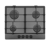 SCHOCK - Encimera de gas Primus PC60 con 4 quemadores negros opacos | Rejillas de hierro fundido; válvulas de seguridad; Asphalt; 585 x 500 mm