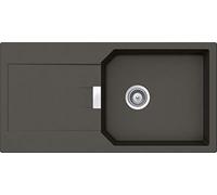 SCHOCK Fregadero de cocina compacto de 100 x 51 cm Manhattan D-100L de asfalto - Fregadero de granito gris con volumen extra a partir de 60 cm de ancho bajo armario