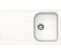 SCHOCK | Fregadero de cocina Lithos 1 bañera con escurridor, bañera reversible, material Cristalite®, blanco absoluto, 860 x 500 mm