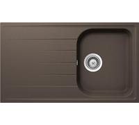 SCHOCK | Fregadero de cocina Lithos 1 bañera con escurridor, bañera reversible, material Cristalite®, color marrón, 860 x 500 mm