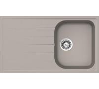 SCHOCK | Fregadero de cocina Lithos 1 bañera con escurridor, bañera reversible, material Cristalite®, gris pardo, 860 x 500 mm