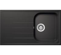SCHOCK | Fregadero de cocina Lithos D100 1 bañera con escurridor, bañera reversible, material Cristalite®, negro absoluto, 860 x 500 mm