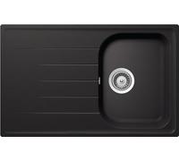 SCHOCK | Fregadero de cocina Lithos D100S 1 bañera Small con escurridor, bañera reversible, material Cristalite®, negro absoluto, 790 x 500 mm