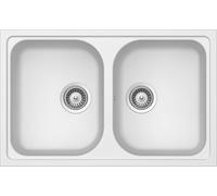 SCHOCK - Fregadero de cocina Lithos N200S con 2 senos pequeños, 790 x 500 | Material Cristalite®, blanco absoluto
