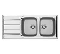 SCHOCK | Fregadero de cocina Master D200 de 2 senos con escurridor de acero inoxidable, junta preinstalada, 1160 x 500 mm