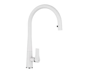 SCHOCK Grifo de cocina GOTA blanco - Grifo de alta presión con alcachofa extensible y conexiones estándar