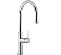 SCHOCK Grifo mezclador Aquaclub de caña alta con ducha extraíble retráctil, cromado, 430 mm de altura