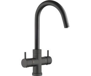 SCHOCK Grifo mezclador Aquapura de 4 vías, negro, doble mando para agua filtrada natural y/o con gas frío, 362 mm de altura