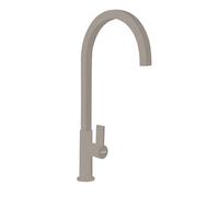 SCHOCK Grifo mezclador de cocina New AquaARCO T, grifo caña alta curvada cuadrada, Saving apertura 90°, rotación caño 360°, latón esmaltado gris pardo, combinable con fregaderos, fabricado en Italia.