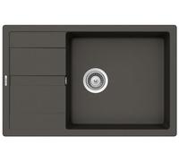 Schock MAND100LSAGAS Fregadero de Cocina Compacto Manhattan D-100LS de Asfalto 78 x 50 cm, de Granito Gris CRISTALITE con escurridor acortado a Partir de 60 cm de Ancho