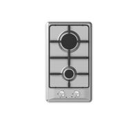 SCHOCK - Placa de cocción de 2 fuegos de gas Silver PC30 con mandos | Rejillas de plata; Válvulas de seguridad; Inox; 290x510 mm