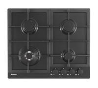 SCHOCK - Placa de cocción de 4 fuegos a gas profesional PC60 con puños | Rejillas de hierro fundido; válvulas de seguridad; negro mate; 585 x 500 mm