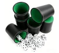 Schocken Set Cubilete de Dados de Cuero, 6 Juego de Taza
