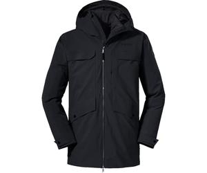 Schöffel 3 en 1, Talla M Invierno Impermeable y Cortavientos para Hombre, Parka con Chaqueta Interior Acolchada extraíble, Negro, 58