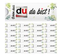 Schön Das Du Da Bist, 25 cajas de regalo de fieltro, regalos envueltos para bodas, bautizos, cumpleaños (blanco)