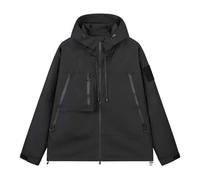 Schöne Jacken Herren Charge Jacket Herren 2024 Frühjahr Neuer Trend Funktionaler Stil DREI-Beweis-Technologie Charge Jacket Schwarzer Stoff Mantel Herren (Black, XL)