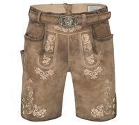 Schöneberger Trachten Couture Lugano - Pantalones cortos de piel para hombre, con cinturón, para Oktoberfest, marrón, 52