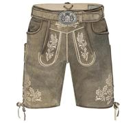 Schöneberger Trachten Couture Pantalones cortos de piel para hombre, con cinturón para traje regional, para Oktoberfest, color marrón envejecido, ante, marrón, 46