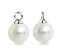 Schöner-SD 1 par de pendientes de aro de plata 925 con perla, Vidrio