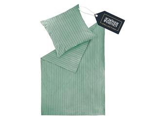SCHÖNER WOHNEN Juego de ropa de cama de franela 155x220 algodón verde - Juego de ropa de cama de lujo de 2 piezas ecológico - juegos suaves y cálidos y esponjosos - 1 funda de edredón y 1 funda de