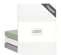 SCHÖNER WOHNEN Topper Sábana bajera de 140 x 200 cm, color blanco, hasta 160 x 200 cm, de algodón de jersey con certificado Öko-Tex, para colchones planos de 5-15 cm de alto, sábana bajera ajustable