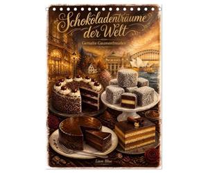 Schokoladenträume der Welt - Gemalte Gaumenfreuden (Tischkalender 2027 DIN A5 hoch), CALVENDO Monatskalender: Klassische Schokoladentorten im Stile zarter Aquarellillustrationen