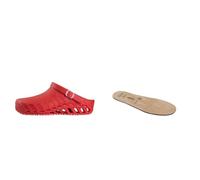 Scholl Clog Evo Rojo + Plantillas Antiestáticas Scholl con Memory Cushion para Clog Evo - Rojo/Marrón
