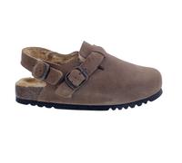 Scholl Fae Backstrap Clog Taupe Suede + Piel De Ante Con Piel Taupe