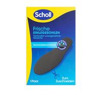 Scholl - Plantillas frescas para zapatos con carbón activado que neutraliza los olores, buenas para zapatillas sudorosas o malolientes, plantillas de ajuste perfecto, 36-46, 1 par de color negro