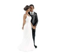 SCHOLMART Decoración para tartas de boda africana para novio - Figuras, recuerdos, decoraciones para fiestas de matrimonio (pareja alegre africana)