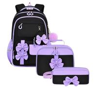 School Backpack for Girls - 3 Piece Set | Cute Bow Bookbag with Lunch Bag a