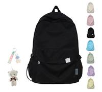 School Bag Aesthetic, Cute Backpack For School, Korean Backpack, Black Backpack School, Rucksack Aesthetic, Back To School Supplies For Teen Middle (Black)