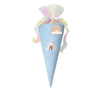 School Cone Girl - Large Pink Ice Cream Cone Gift Bag | Cloth Candy Holder | 18.5x49cm, 150g Cloth Construction, Large Cone Shape, Pink Design, Candy Filler Bag, For School Welcome Events, Student