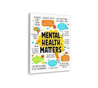 School Counselor Essential - “Mental Health Matters”Art Print for Awareness, Therapy Rooms and Calming Corners (Framed,16x24inch(40x60cm))