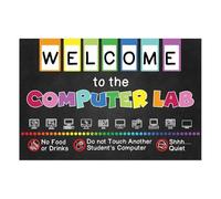 School Counselor Supplies Computer Lab Welcome Poster with Keyboard Shortcuts and Rules for Technology Teachers Science Class Decor(Framed,12x18inch(30x45cm))