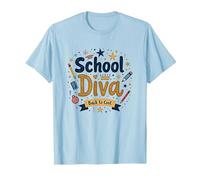 School Diva Back to Cool Girls Student Queen Starry Lápices Camiseta, Hombre, Azul Bebé, XL