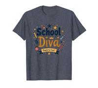 School Diva Back to Cool Girls Student Queen Starry Lápices Camiseta, Hombre, Azul Jaspeado, L